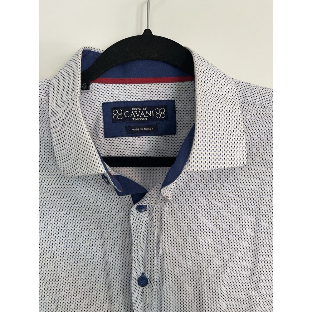 House Of Cavani Men's Button Down Shirt XL, 17.5 Polka Dot